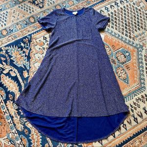 LuLaRoe Elegant Carly Blue Glitter Pocket T High Low Dress